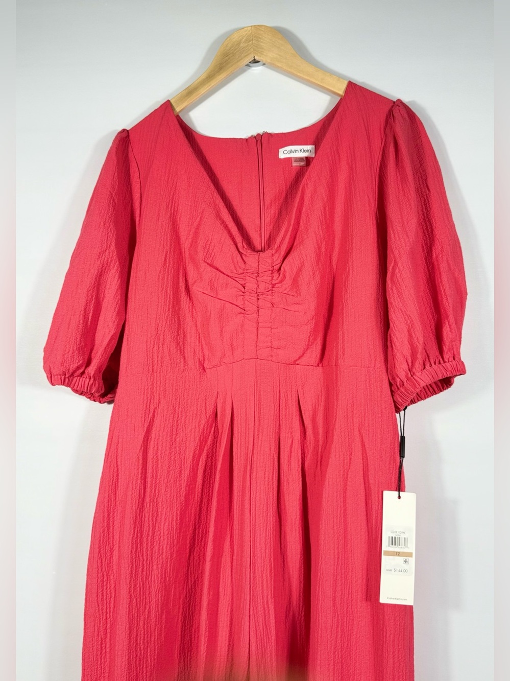 NEW Calvin Klein Women's 12 Puff-Sleeve V Neck Jumpsuit • Reg Price $144 - Picture 3 of 3